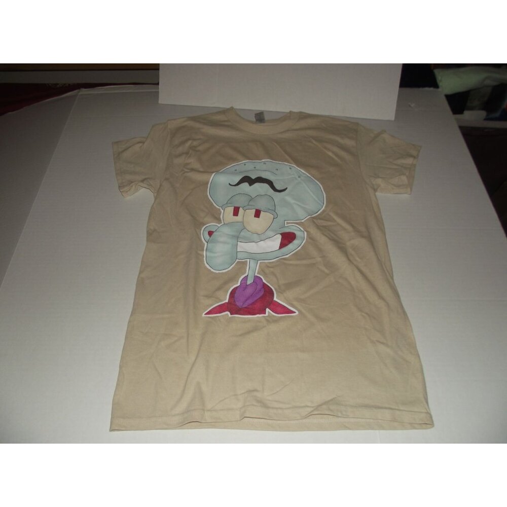 SpongeBob SquarePants Squidward Graphic Tee Beige Heavy Cotton S